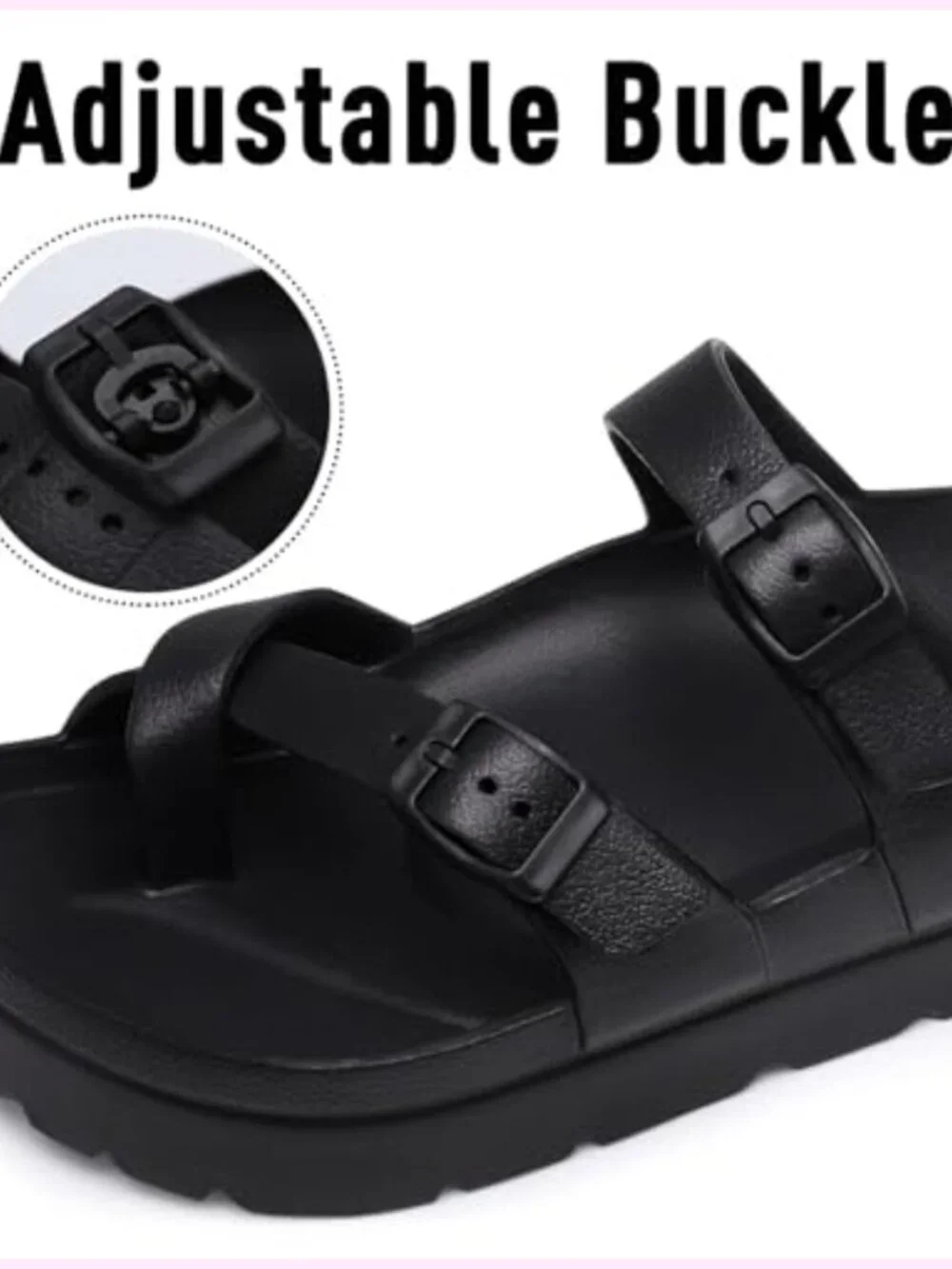 Platform Sandals with Arch Support Comfortable Foam Slides Adjustable Buckle